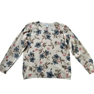 Vtg Alfred Dunner Wool Blend Floral Sweater Beads Small Medium Boho‎ Cottage Y2K